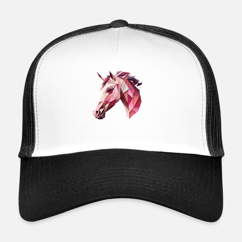 An angular pink horse kop Trucker Cap