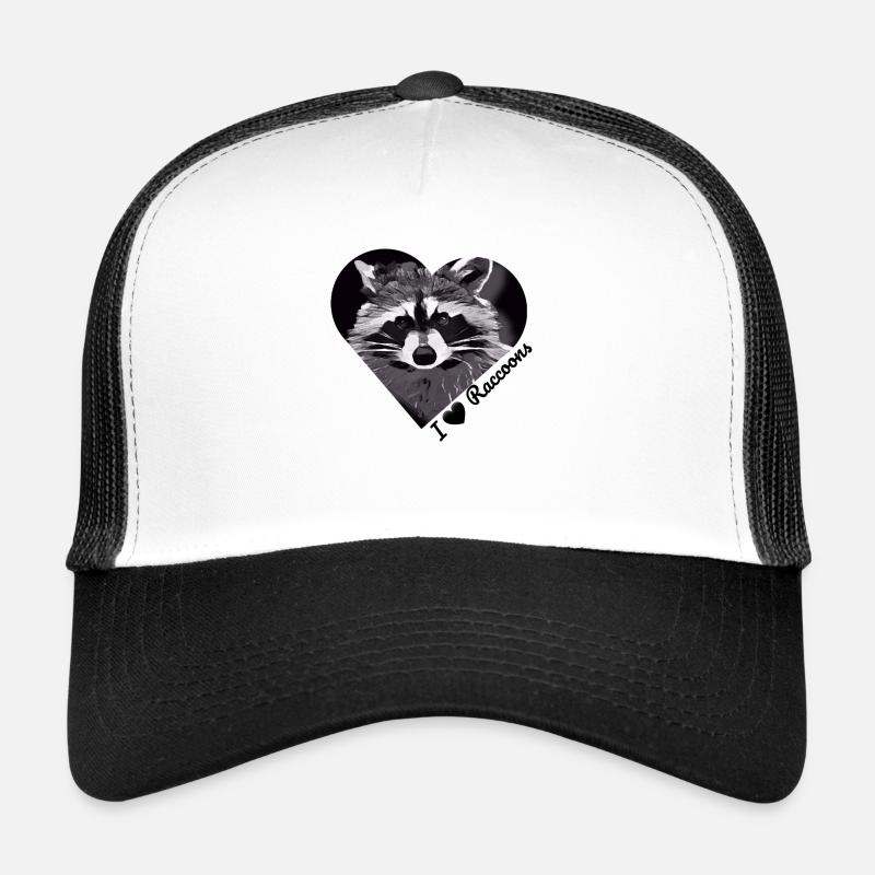 I ♡ Raccoons - Trucker Cap - Weiß/Schwarz