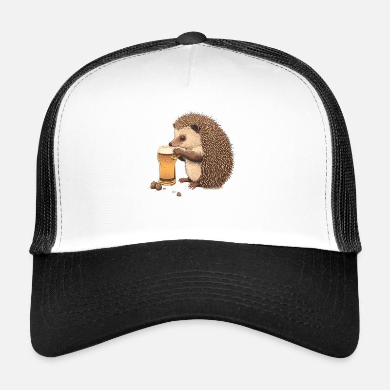 Hérisson mignon avec de la bière Casquette trucker 