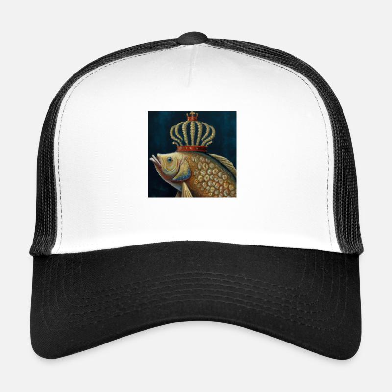 Gekrönter Goldfisch - Trucker Cap - Weiß/Schwarz