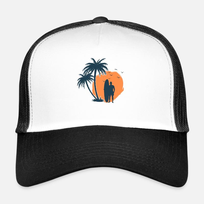 Surfeur palmier plage 1 Casquette trucker 
