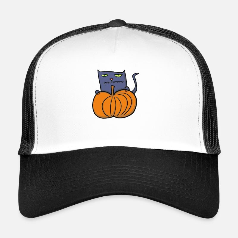 halloween cat with pumpkin Trucker Cap