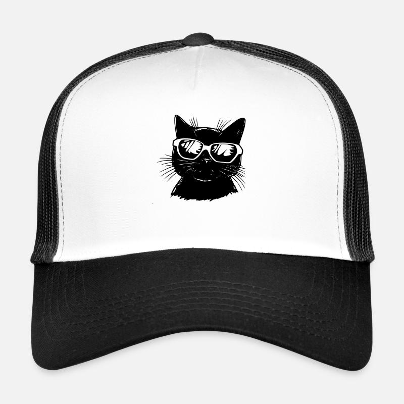 Chat avec lunettes Casquette trucker 