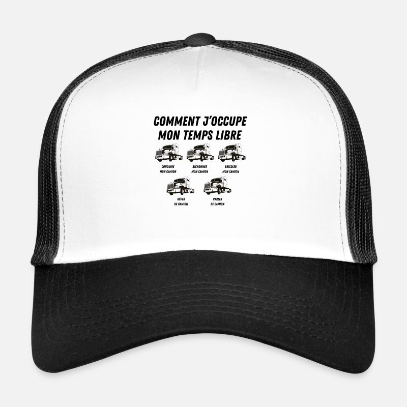 comment j'occupe mon temps libre - Casquette trucker  - blanc/noir
