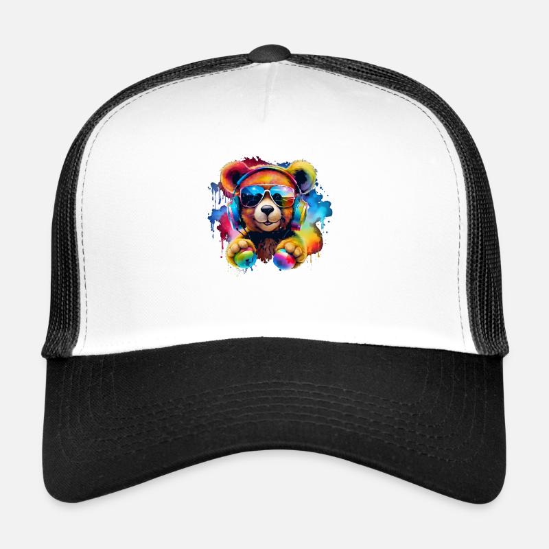 Süßer Teddy mit Headset Geschenk Bär, Gamer Style Trucker Cap