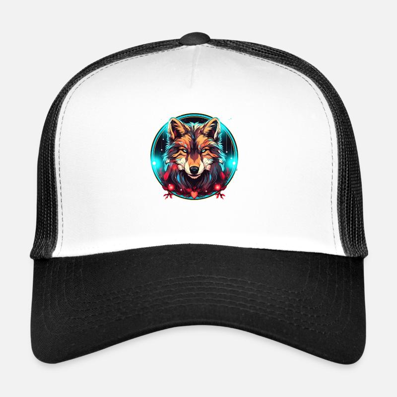 Wolf mit Weihnachtsornament, Liebeswölfe Trucker Cap
