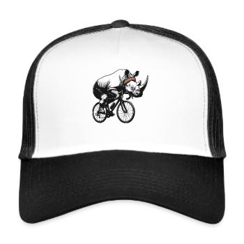 Radfahrendes Nashorn - Trucker Cap - Weiß/Schwarz - Vorne