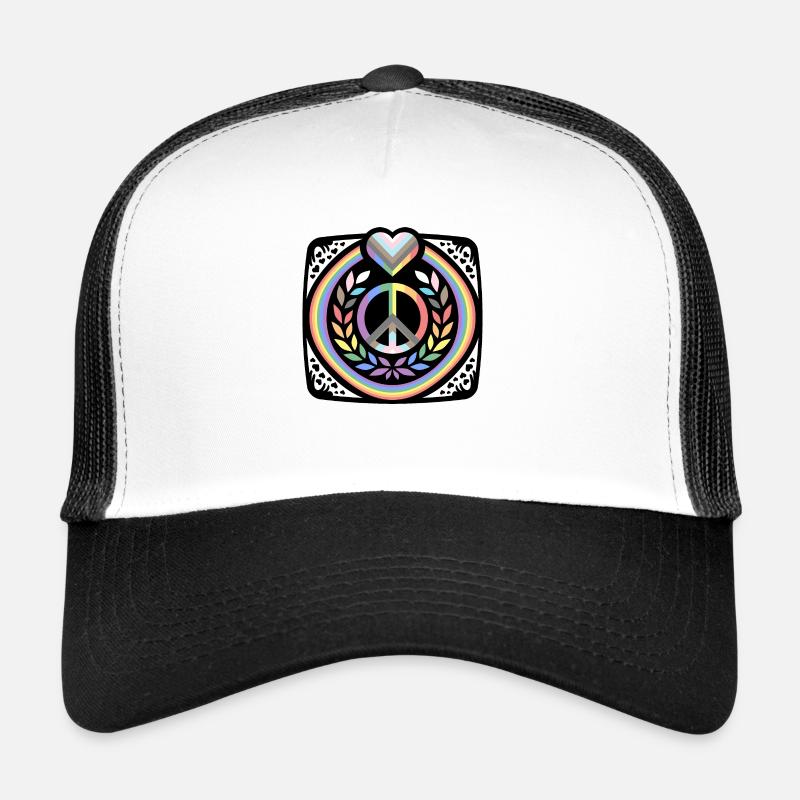 Drapeau arc-en-ciel de tolérance cardiaque d'amour de fierté LGBT Casquette trucker 