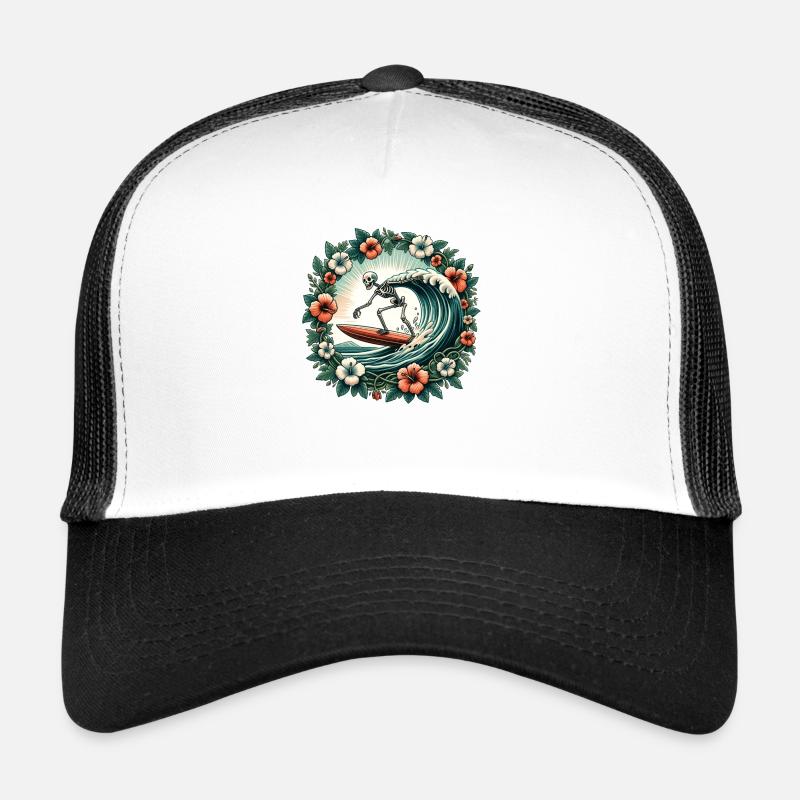 Surfing Skeleton Trucker Cap