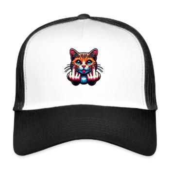 Drôle de chat maléfique - Casquette trucker  - blanc/noir - Devant