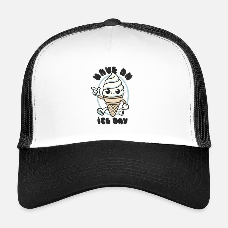 Have an Ice Day - Süßes Eiscreme Maskottchen - Trucker Cap - Weiß/Schwarz