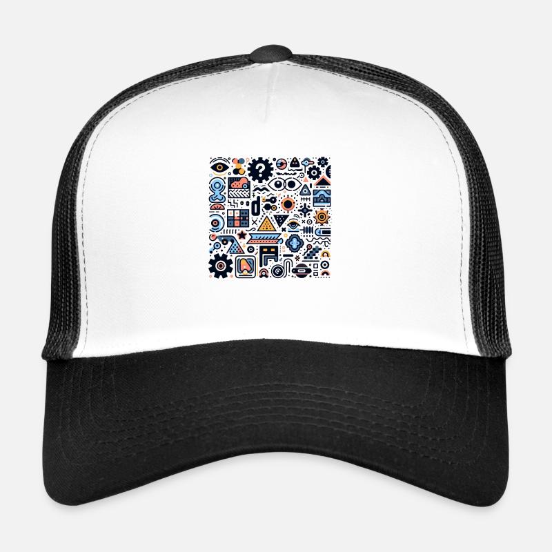 Abstract Geometric Patterns - Trucker Cap - white/black