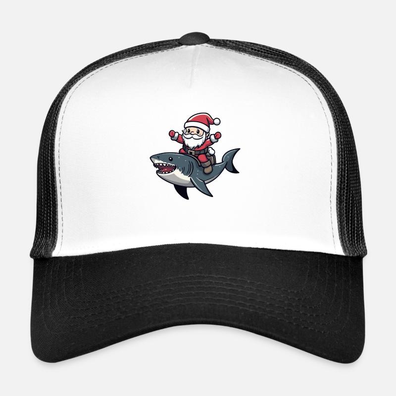 Requin Père Noël dessin animé Casquette trucker 