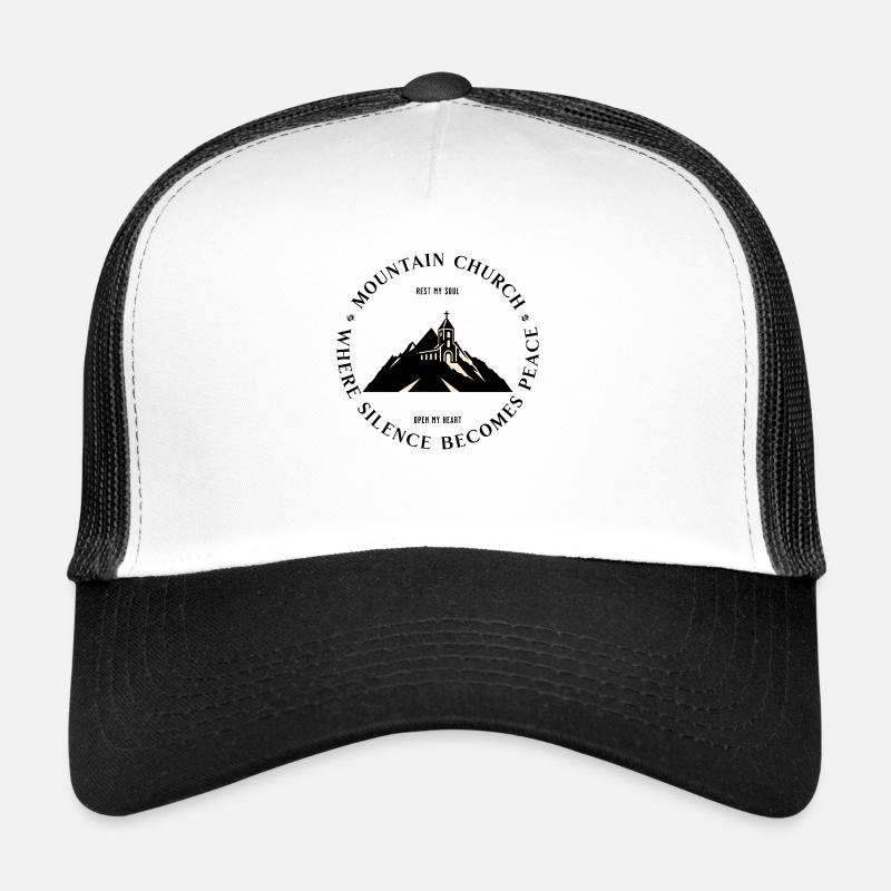 L’église de montagne où le silence devient paix - Casquette trucker  - blanc/noir