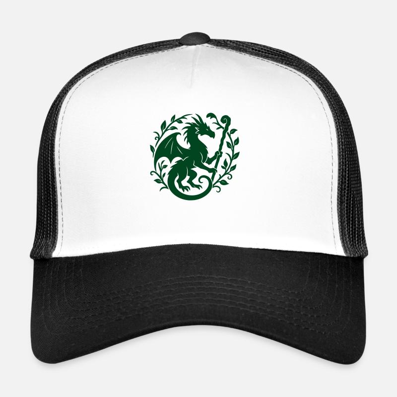 Druidendrache (dunkelgrün) - Trucker Cap - Weiß/Schwarz