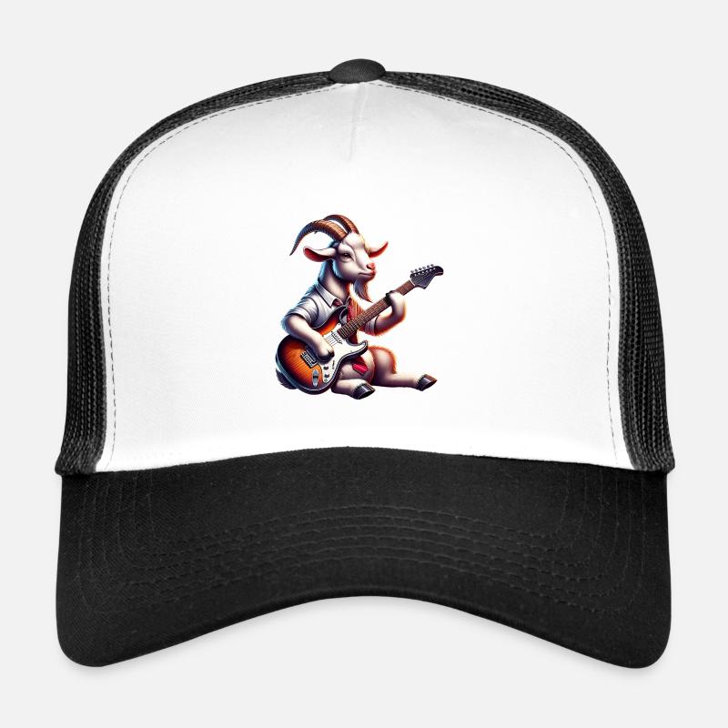Chèvre jouant de la conception de bande de guitare électrique Casquette trucker 