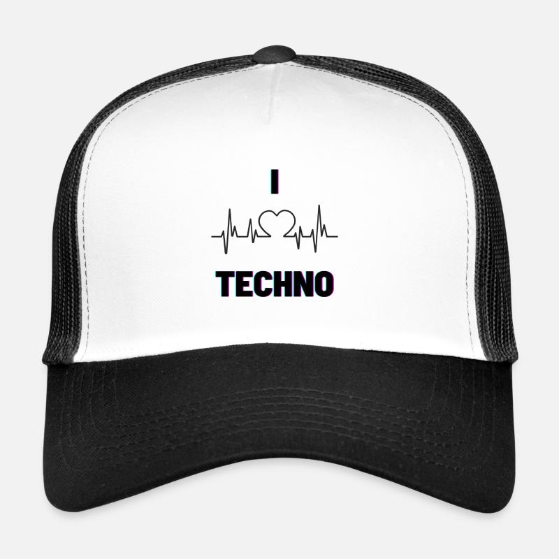 I Love Techno dark - Trucker Cap - Weiß/Schwarz