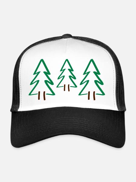 arbres noël - Casquette trucker  - blanc/noir - Devant