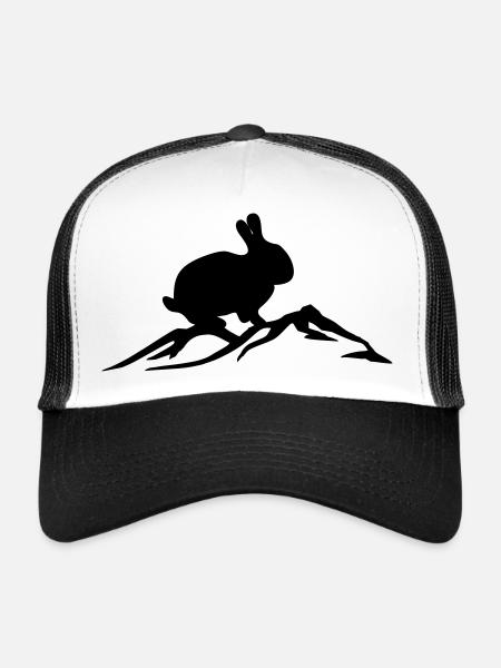 Bunny on mountain - Trucker Cap - white/black - Front