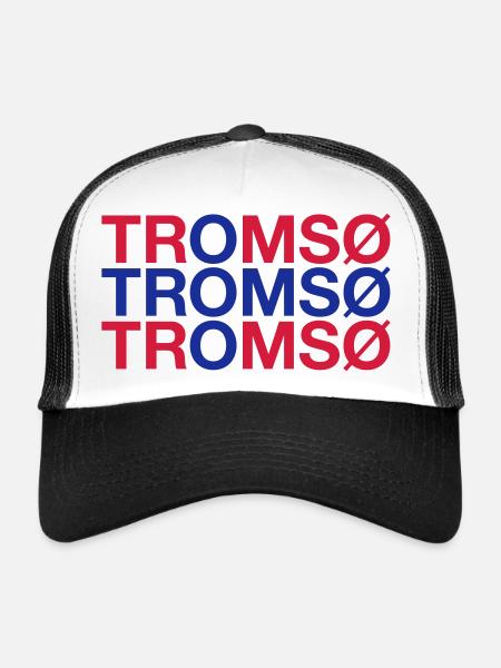 TROMSO Norway Norwegen Norge Norwegische Flagge - Trucker Cap - Weiß/Schwarz - Vorne