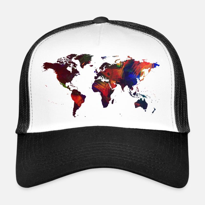 Weltkarte gemalt - Trucker Cap - Weiß/Schwarz