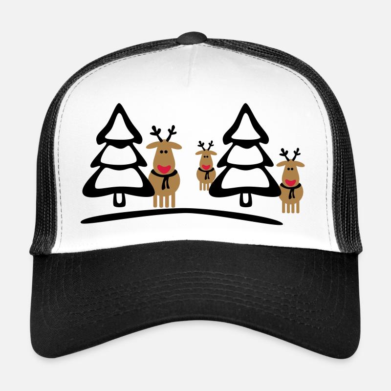 rennes de Noël équipage - Casquette trucker  - blanc/noir