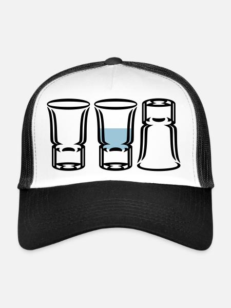 Trois verres à liqueur / trois verres à liqueur - Casquette trucker  - blanc/noir - Devant