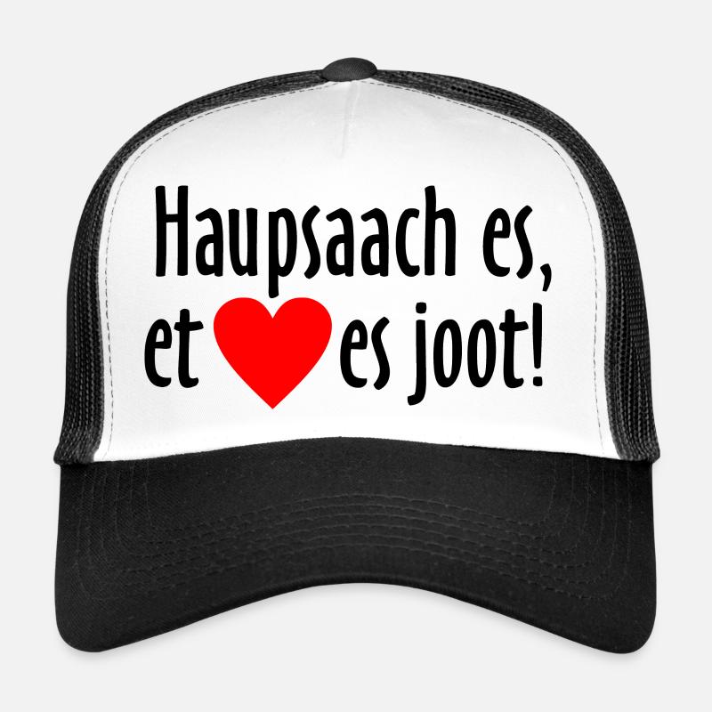 Haupsaach es et Hätz es joot - Kölsche Sprüche - Trucker Cap - Weiß/Schwarz