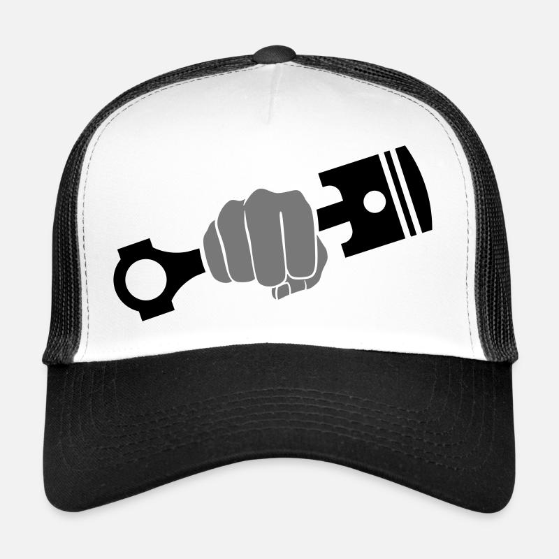 Poing maintient piston moteur - Casquette trucker  - blanc/noir