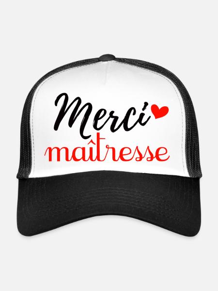 Merci maîtresse - Casquette trucker  - blanc/noir - Devant