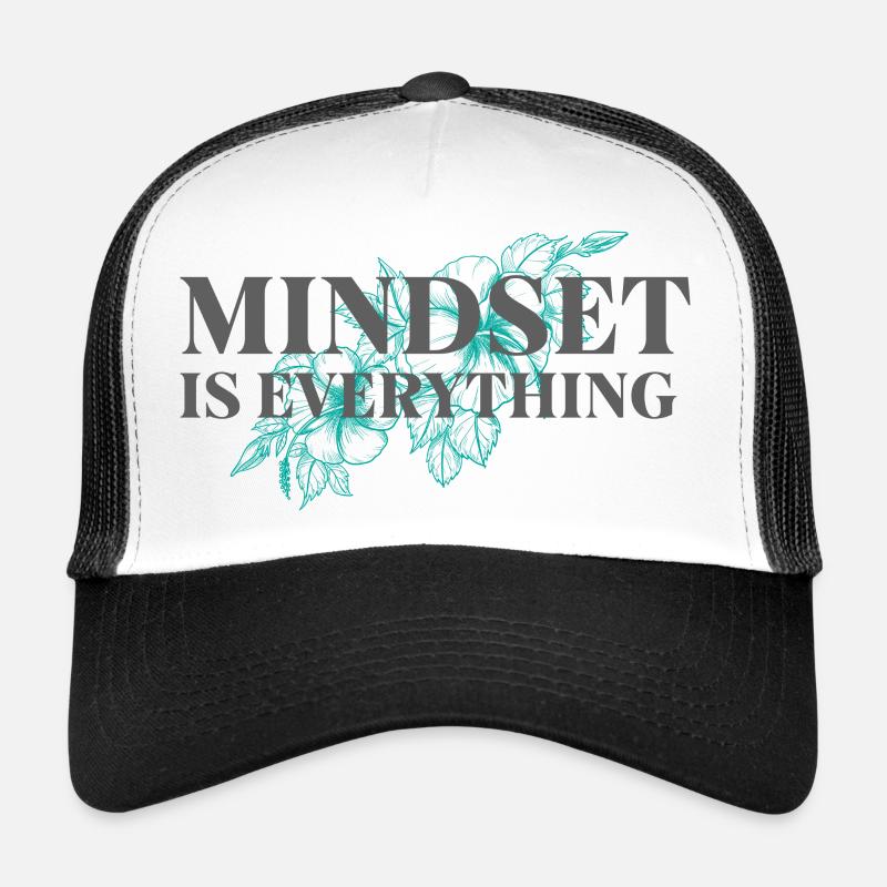 Mindset is everything - Inspirierender Spruch - Trucker Cap - Weiß/Schwarz