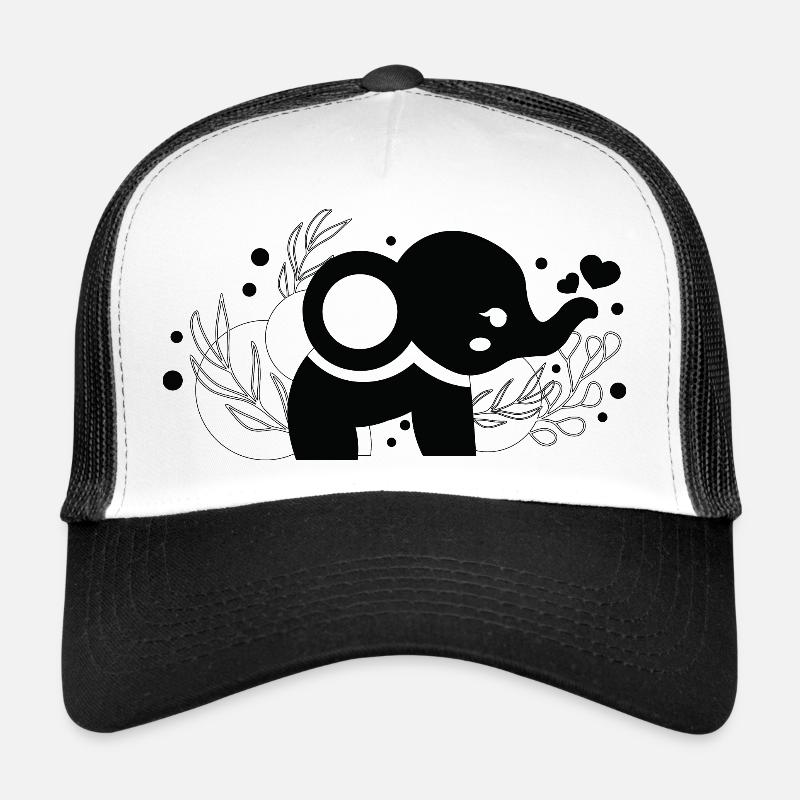 Elefant schwarz und weiß Trucker Cap