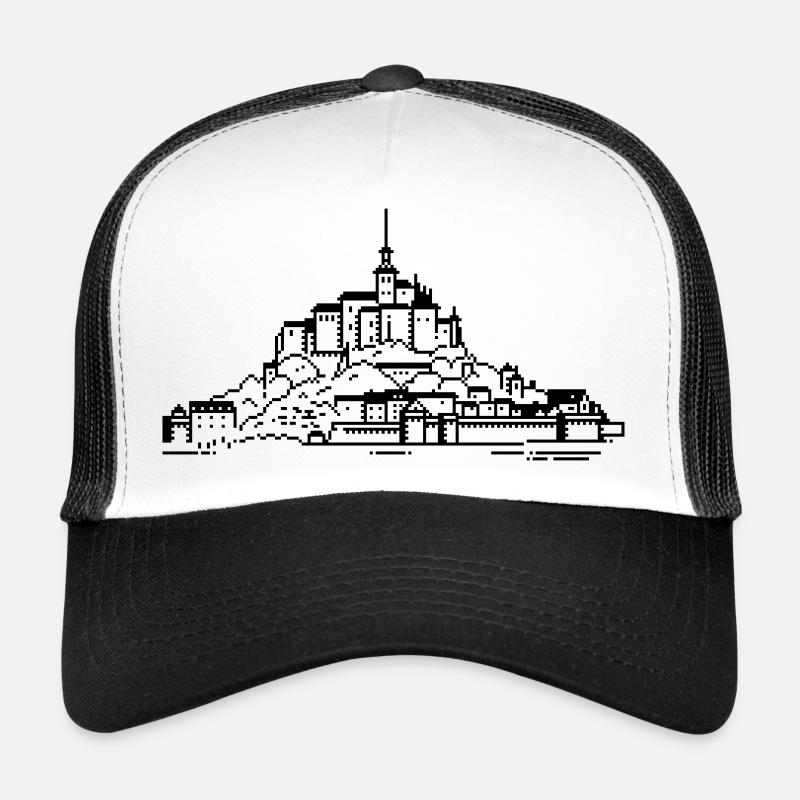 1bit Pixel Mont Saint Michel - Trucker Cap - Weiß/Schwarz