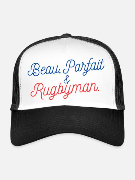 Beau cadeau Papa Parfait XV rugby - Casquette trucker  - blanc/noir - Devant