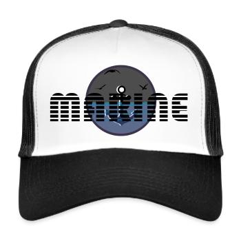 Marine typo noire, étymologie d'origine Latine - Casquette trucker  - blanc/noir - Devant