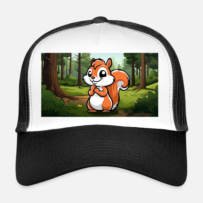 Niedliches Eichhörnchen im Wald - Trucker Cap - Weiß/Schwarz