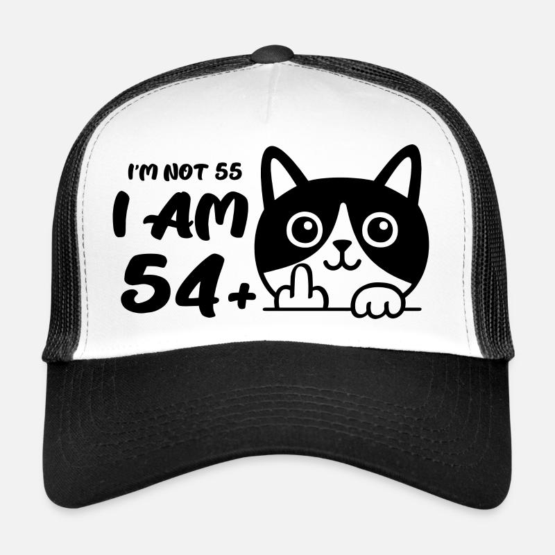 Ich bin nicht 55, ich bin 54 plus 1 Mittelfinger Katze Flip Trucker Cap