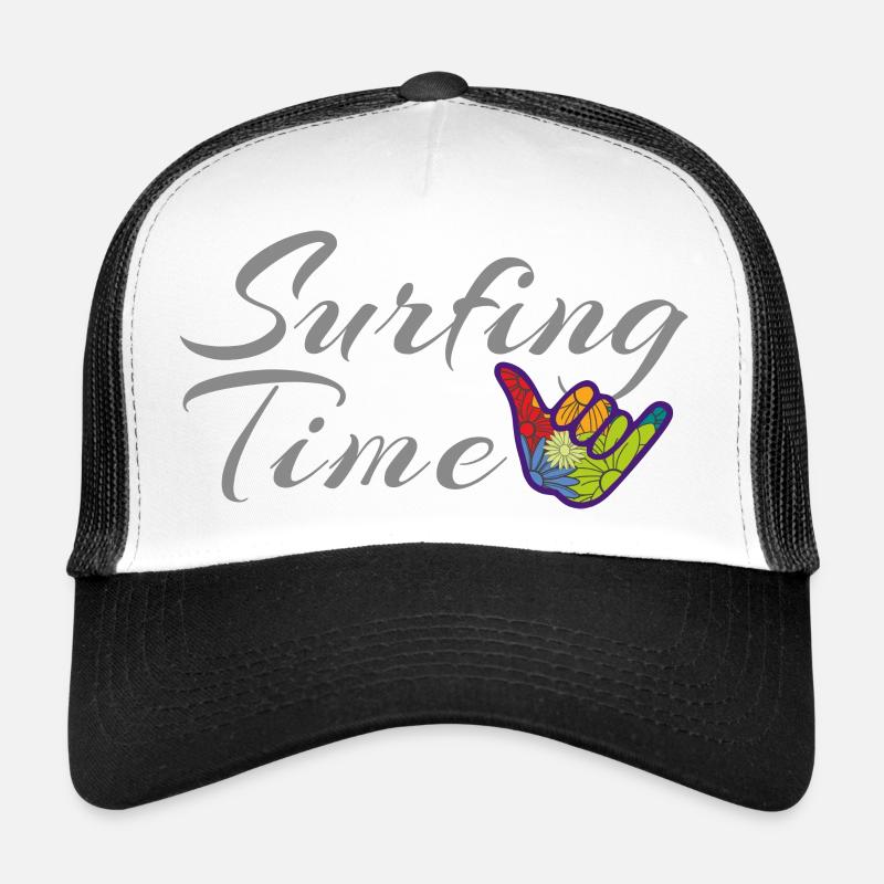 Surfen, Surfen, Zeit - Trucker Cap - Weiß/Schwarz