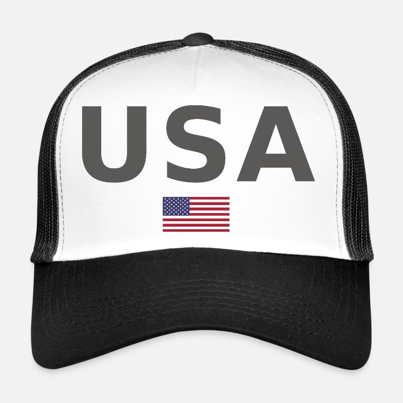 ÉQUIPE Bannière du drapeau américain des États-Unis en cours d’écriture Casquette trucker 