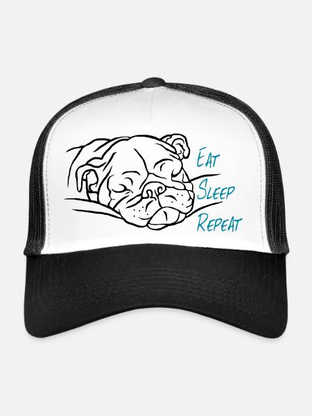 Manger dormir répéter - Casquette trucker  - blanc/noir - Devant
