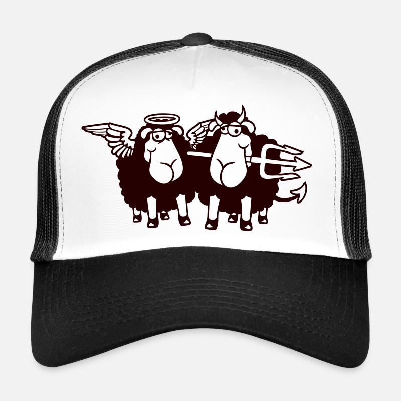 2 Mouton Ange Diable Satan Enfer Mal Paradis Bien Casquette trucker 