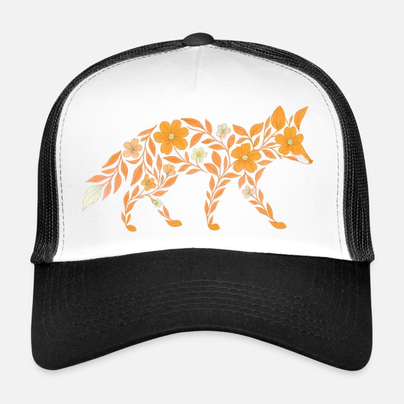 Nordic Floral - Soft Orange Fox Trucker Cap