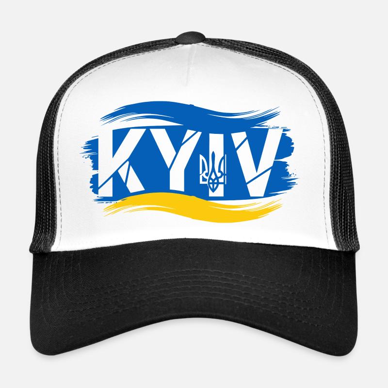 Ukrainischer Dreizack und Flagge Abstraktes Design Trucker Cap