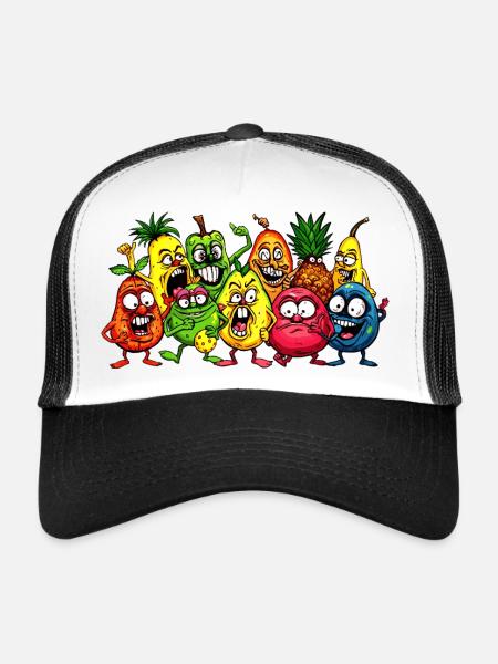 Fruits fous - Casquette trucker  - blanc/noir - Devant