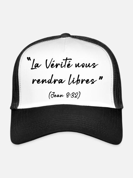 The truth will set you free, John 8:32 - Trucker Cap - white/black - Front