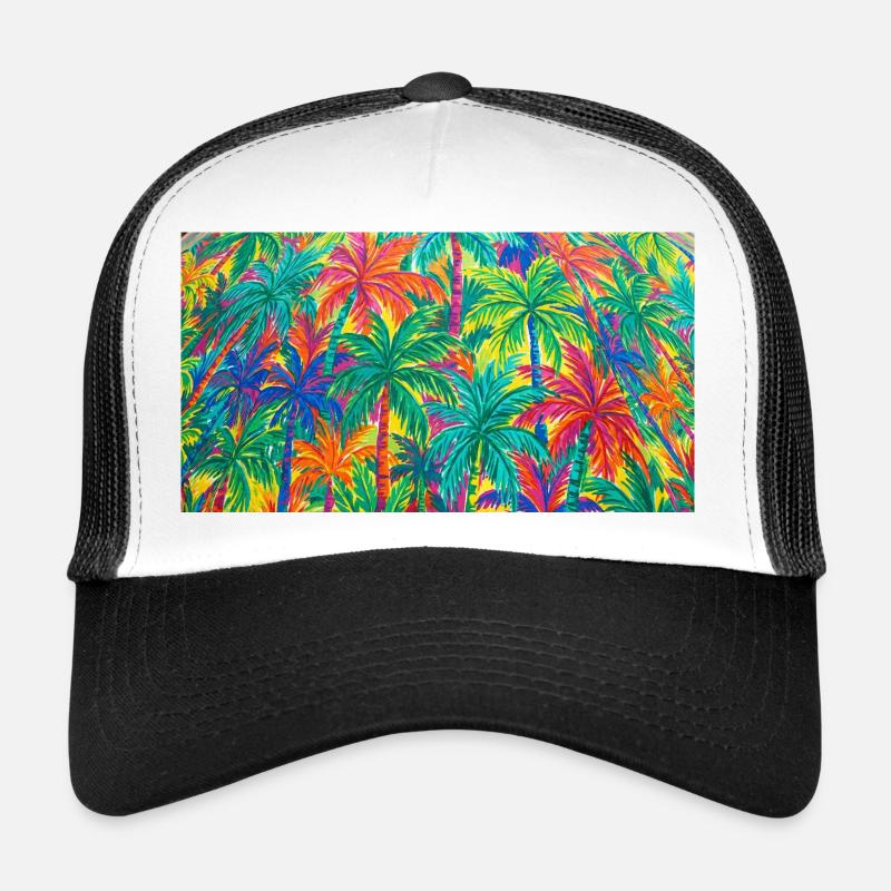 Palm Trees Tropical Pattern Trucker Cap
