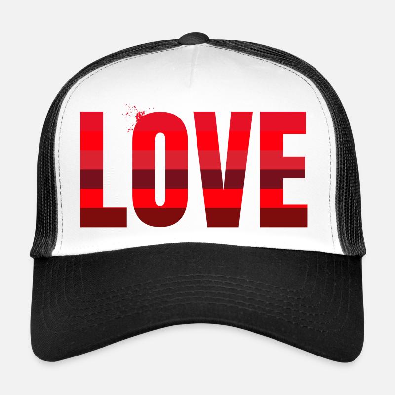 Love in Rot Streifen-Design Trucker Cap