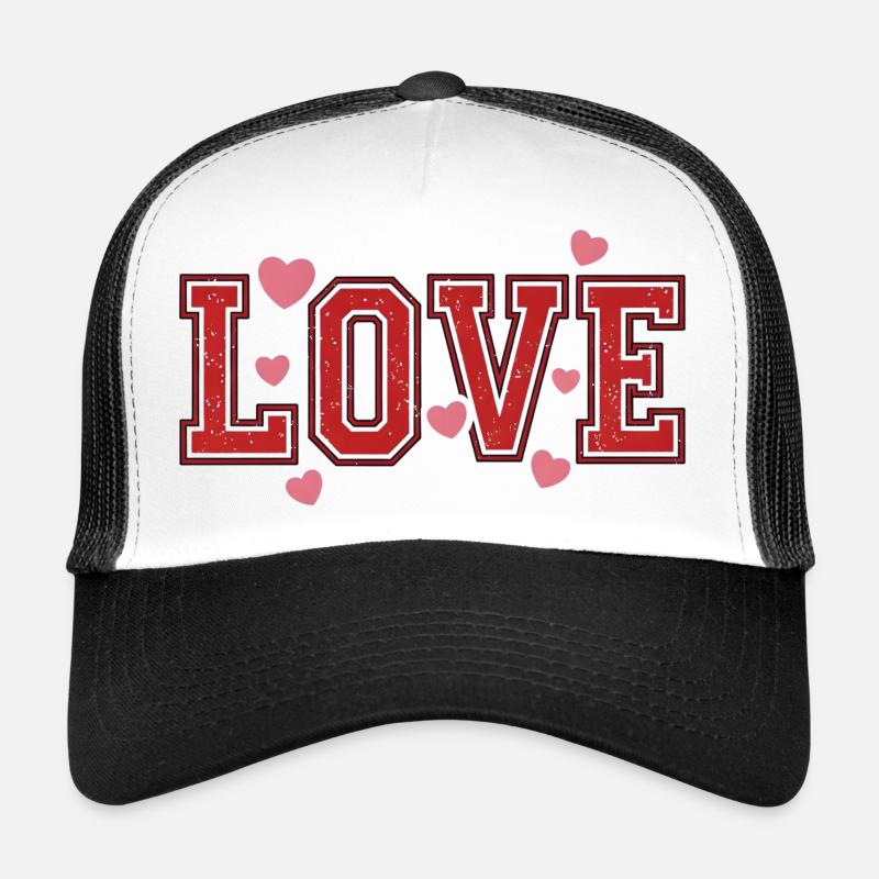 Love Typography – Déclaration d’amour avec des cœurs Casquette trucker 