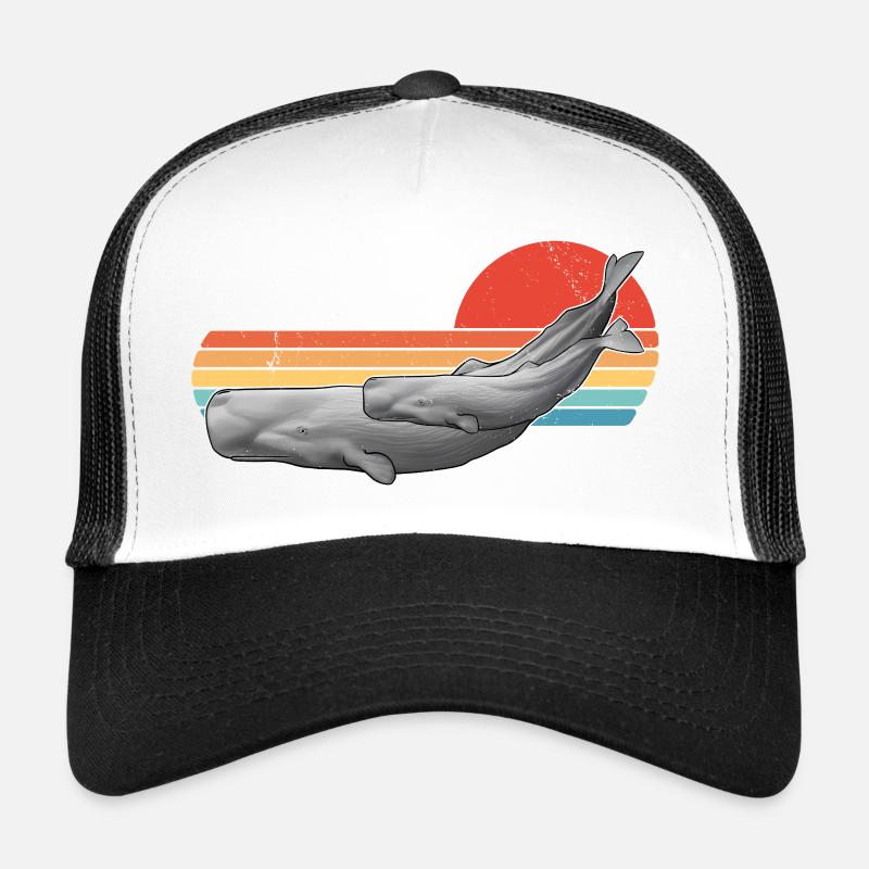 Sperm Whale Retro Sunset Trucker Cap