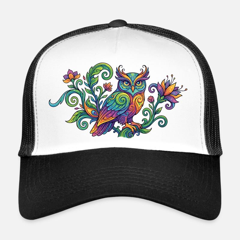 Bunte Eule im Floralen Muster Kunst Design Motiv Trucker Cap